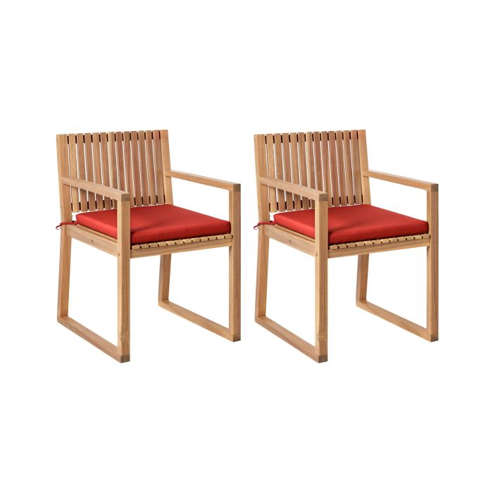 ARBOR Set of 2 Garden Chairs with Cushions - Red