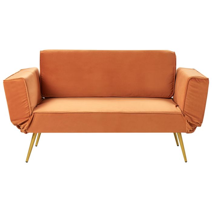 2 Seater Sofabed - RAASELA Velvet Orange