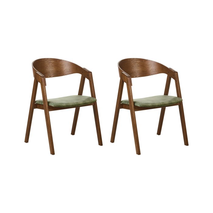 Set of 2 Dining Chairs YUBA Wood Dark Green