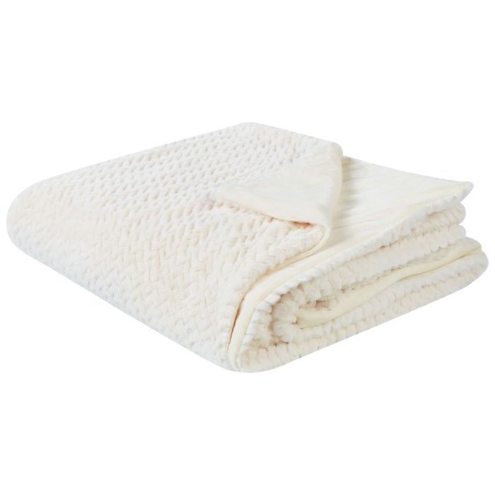 Bedspread SURMI Faux Fur 200 x 220 cm Off-White
