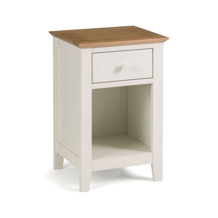 Salerno Ivory and Oak 1 Drawer Bedside Table