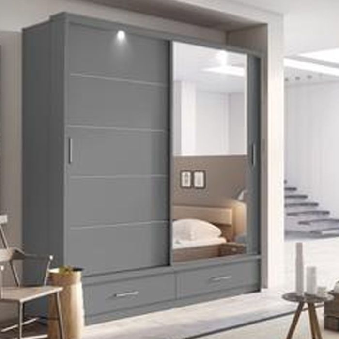 Artimas V Sliding Door Wardrobe 200cm - Grey Matt