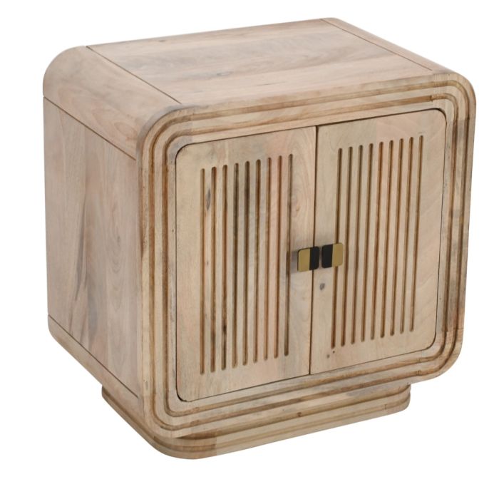 Denise Carved Mango Wood Mini 2 Door Sideboard - Natural Wood