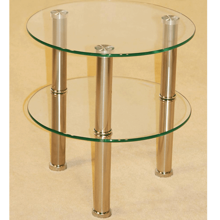 Freshwater Round 2 Shelf Lamp Table - Elegance and Functionality Combined - Clear Glass Top