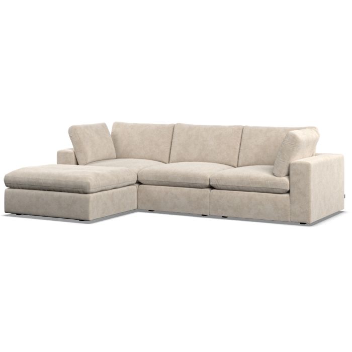Corner Sofa - OBLAK Fabric 3 Seater Right Hand Facing Eggshell - Footstool End