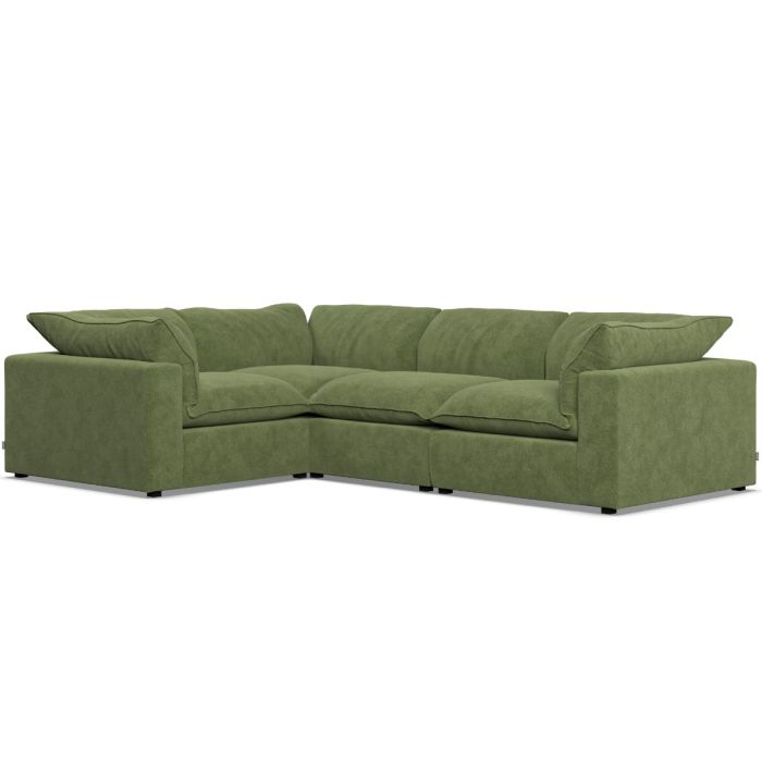 Corner Sofa - PUEBLA Fabric 3 Seater Right Hand Facing Verde
