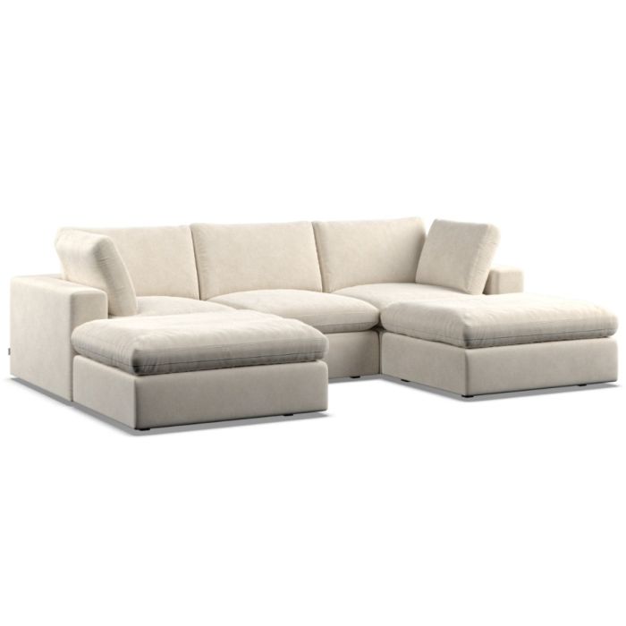 Corner Sofa - OBLAK Fabric 5 Seater U Shaped Cotton - Footstool End