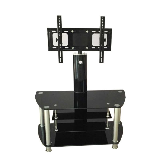 Crown Glass TV Stand with Bracket - Black