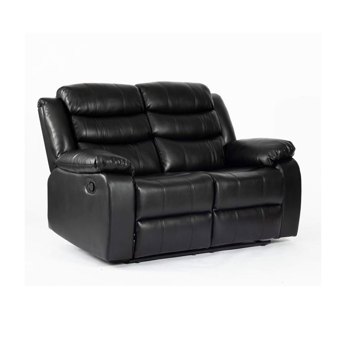 Esperanza 2 Seater Leather Aire Recliner - Black