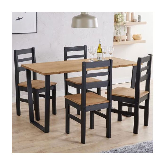 Matteo Rectangular Dining Table with Set of 6 Ladder Back Chairs - Pine