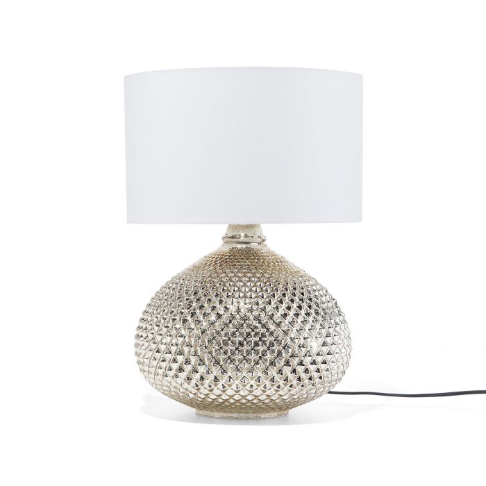 Table Lamp Gold Metal 55H cm White Polycotton Shade Glam 