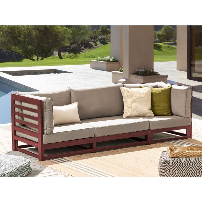 3 Seater Acacia Wood Garden Sofa - Mahogany Brown