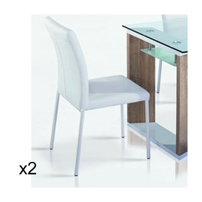 Cassiopeia Set of 2 Chrome PU Chairs - White