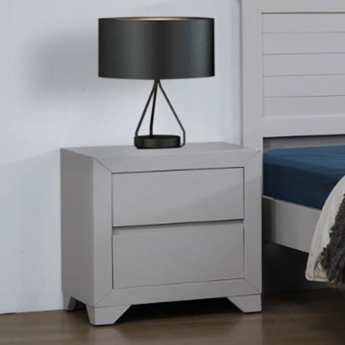 Bedside Table - SINESTRO 2 Drawer Nightstand Grey 50cm