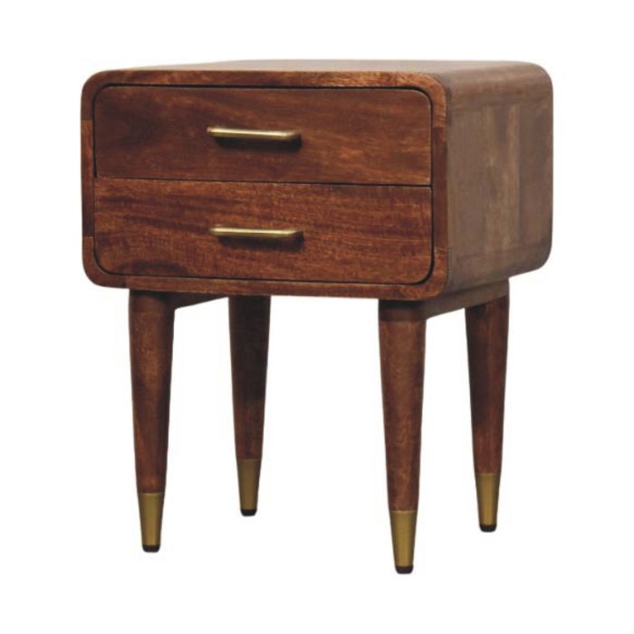 ASHER 2 Drawers Bedside Table - Medium Oak