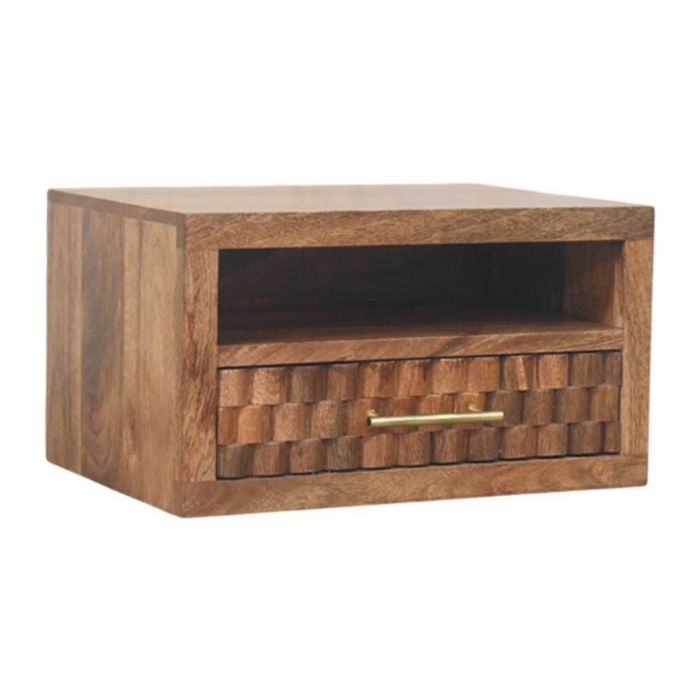 CADIRA Bedside Table Solid Wood Slot Drawer Storage - Gold