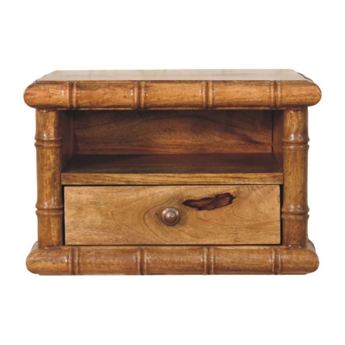 VIREO Bedside Table Bamboo Wood Open Storage - Light Wood