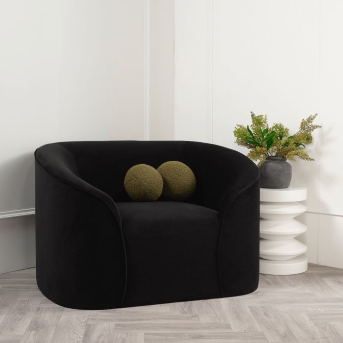 ZUVA Velvet Armchair - Black