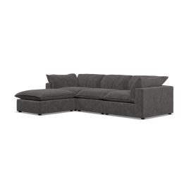 Corner Sofa - PUEBLA Fabric 3 Seater Right Hand Facing Slate - Footstool End
