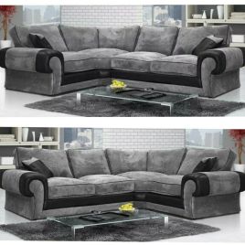 Large Corner Cord Fabric Sofa Left Right Orientation - Black and  Grey