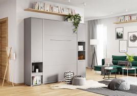 ArtNest Vertical Wall Bed 120cm with Storage Cabinet - Grey Matt