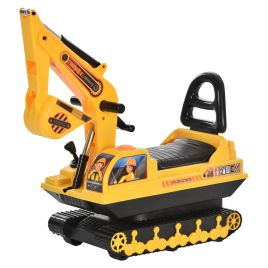 Ride On Excavator Toy Tractors Digger Movable Walker Construction Truck - Yellow, Black