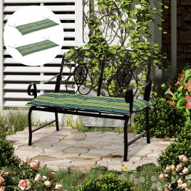 Polyester Set of 2 Seat Cushion Chair Cushin Green Stripes