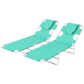 Jones 2-Pack Portable Sun Lounger with Adjustable Backrest - Dark Grey