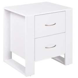 Bedside Table - PERTH 2 Drawer Nightstand White 48cm