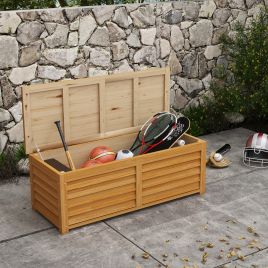 Garden Shed - 292L Wooden Deck Storage Box Brown 130cm