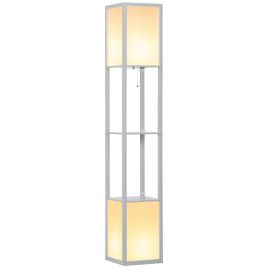 Modern Shelf Floor Lamp with Dual Ambient Light, Standing Lamp Living Room, Bedroom, 156cm, Grey