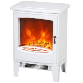 Fireplace - Freestanding Electric Fire with Realistic Flame Effect White 26cm