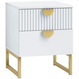 HERON Elegant Two-Drawer Bedside Table - White
