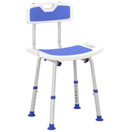 Shower Stool - Height Adjustable Shower Chair with Anti-slip Foot Pads Blue 51.5cm