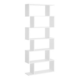 Wooden Wood S Shape Storage Display 6 Shelves Room Divider Unit Chest Bookshelf Bookcase Cupboard Cabinet Home Office Furniture, White