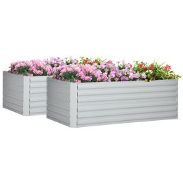 Jones Set of 2 Galvanised Steel Raised Beds for Garden - Dark Grey