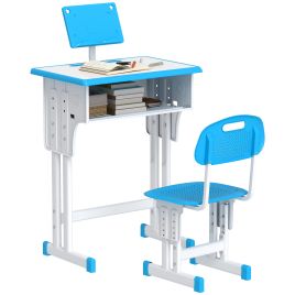 Kids Furniture - Kids Adjustable Desk and Chair Set Blue 45cm