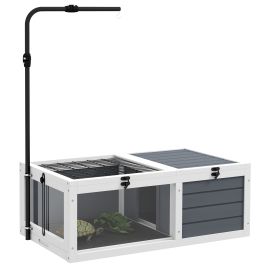 Tortoise Table with Adjustable Lamp Holder and Pull-out Trays - Grey