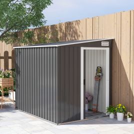 SUNVISTA 7 x 5ft Galvanised Metal Shed, with Sliding Door - Dark Grey
