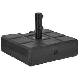 40kg Square Umbrella Parasol Base with Wood Effect, Plastic Umbrella Stand for Outdoor Patio Umbrella, Black