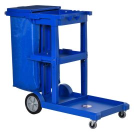 Scott Cleaning Cart with 3 Tier Shelves Rubbish Bag Hooks - Black