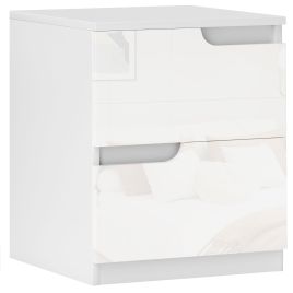 HERON High Gloss Bedside Table - White