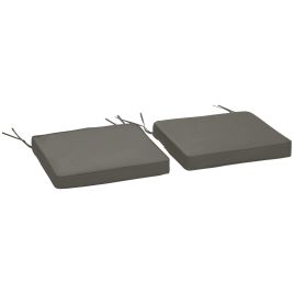 Garden Chair Cushions with Ties - Dark Grey - Set of 2