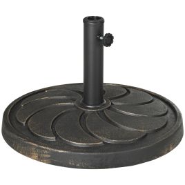 18kg Resin Garden Parasol Base, Round Outdoor Market Umbrella Stand Weight for Poles of 38mm to 48mm, Bronze