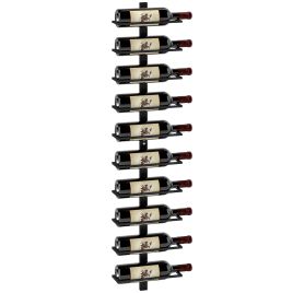 HERON 10-Tier Wall Mount Wine Rack, Steel Wall Wine Rack for 10 Wine Bottles, Wall Wine Display Rack for Kitchen, Dining Room, Home Bar, Black