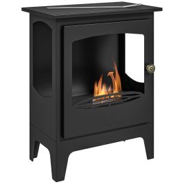 Freestanding Ethanol Fireplace Steel Bioethanol Fireplace with Stainless Steel Flame Snuffer, 1.2L Tank -Black