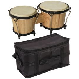 Wooden Bongo Drum Set w/ Sheepskin Drum Head, Percussion Instrument, 7.75" & 7" Drums, for Kids Adults, w/ Tuning Wrench