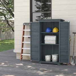 Garden Shed - Wooden Garden Storage Shed Grey 87cm