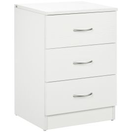 HERON Three-Drawer Simple Bedside Table - White