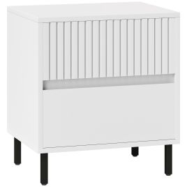 HERON Simple Line Indented Two-Drawer Bedside Table - White